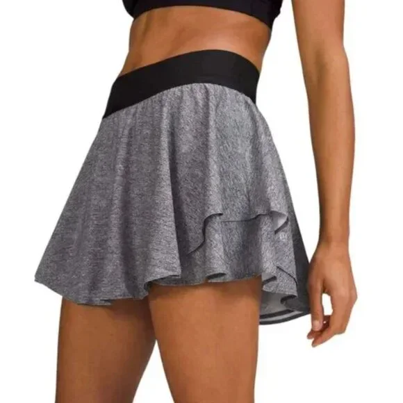 LULUEMON Court Rival High-Rise Tennis Skirt Heather Lux Multi Black Grey NWT 4 - Picture 1 of 5